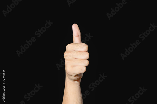Hand sign of like, nice, good, etc. with black background