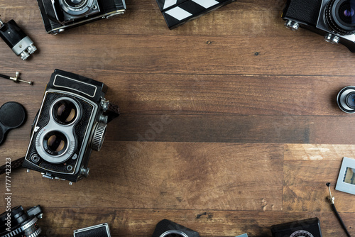 vintage camera with dual lens system