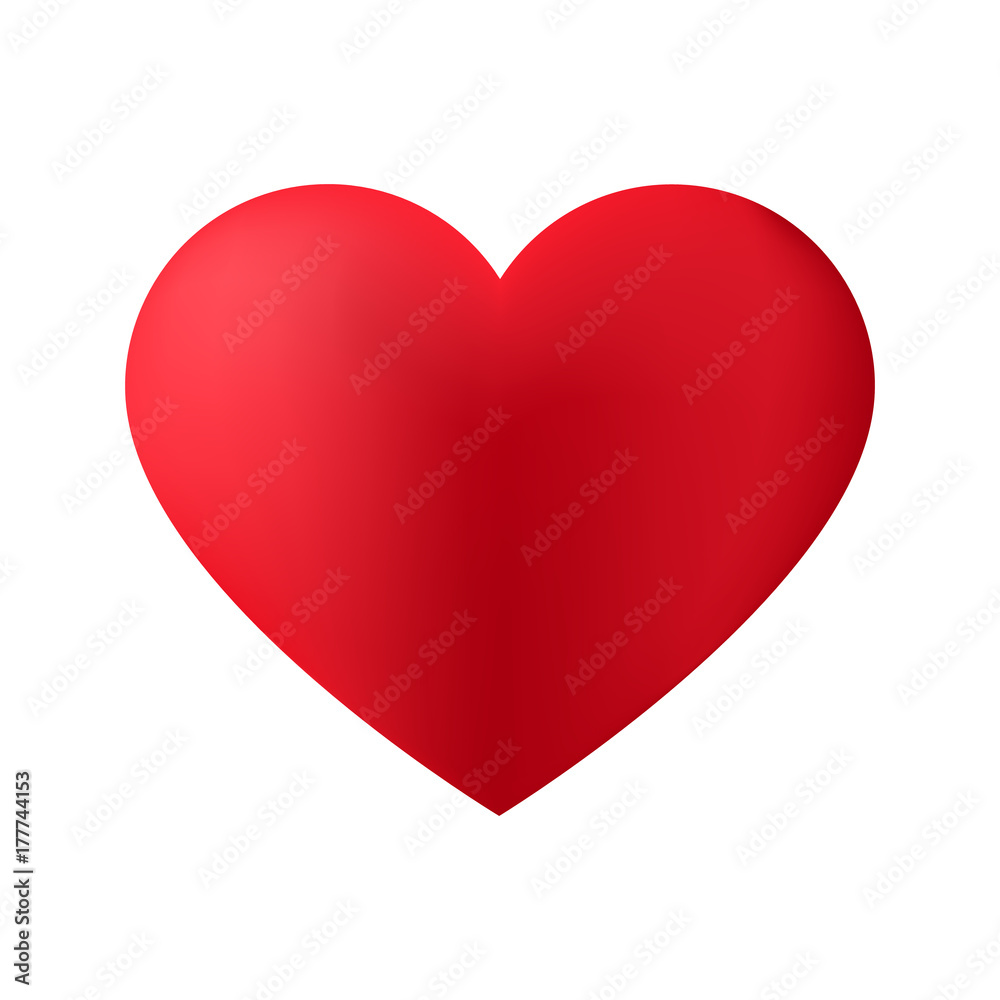 Red heart on a white background. Vector illustration .Valentine's day