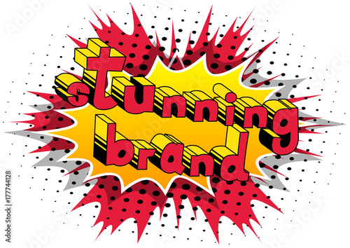 Stunning Brand - Comic book style word on abstract background.