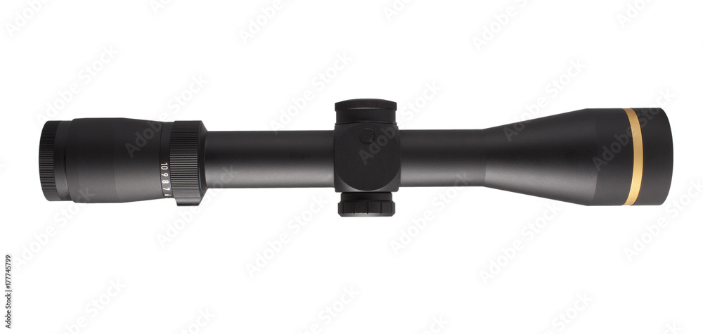 Rifle scope on white