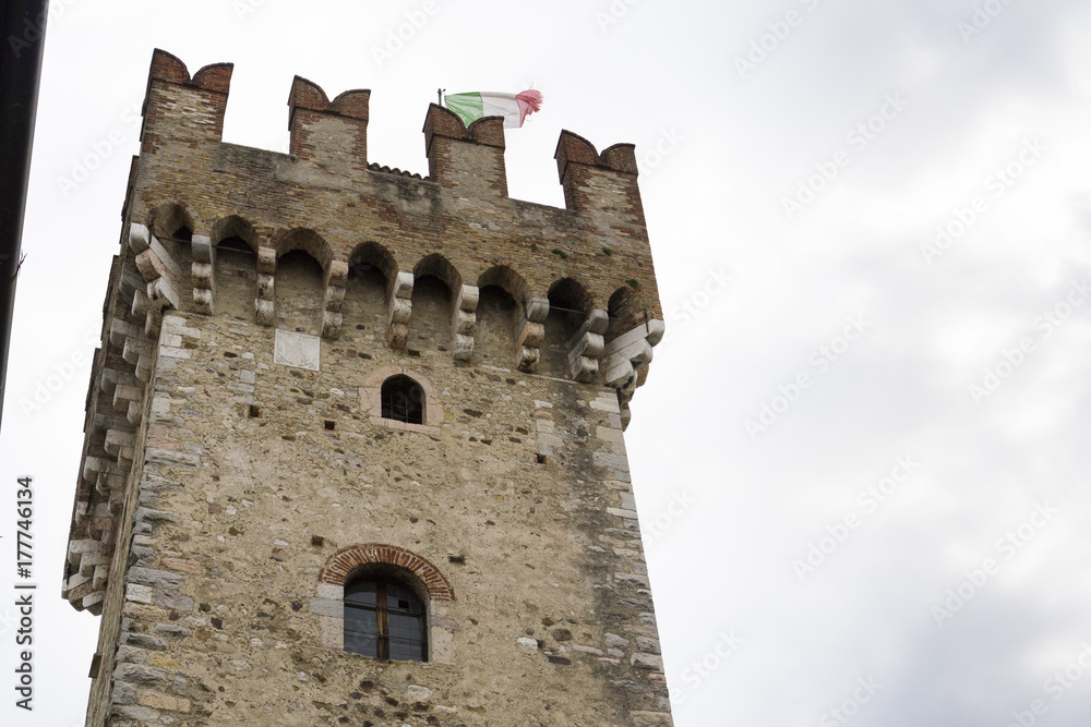 Medieval port fortification of the Scaliger Castle in Sirmione, Italy Medieval port fortification of the Scaliger Castle in Sirmione, Italy