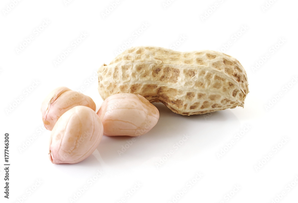 peanuts close up isolated on white background