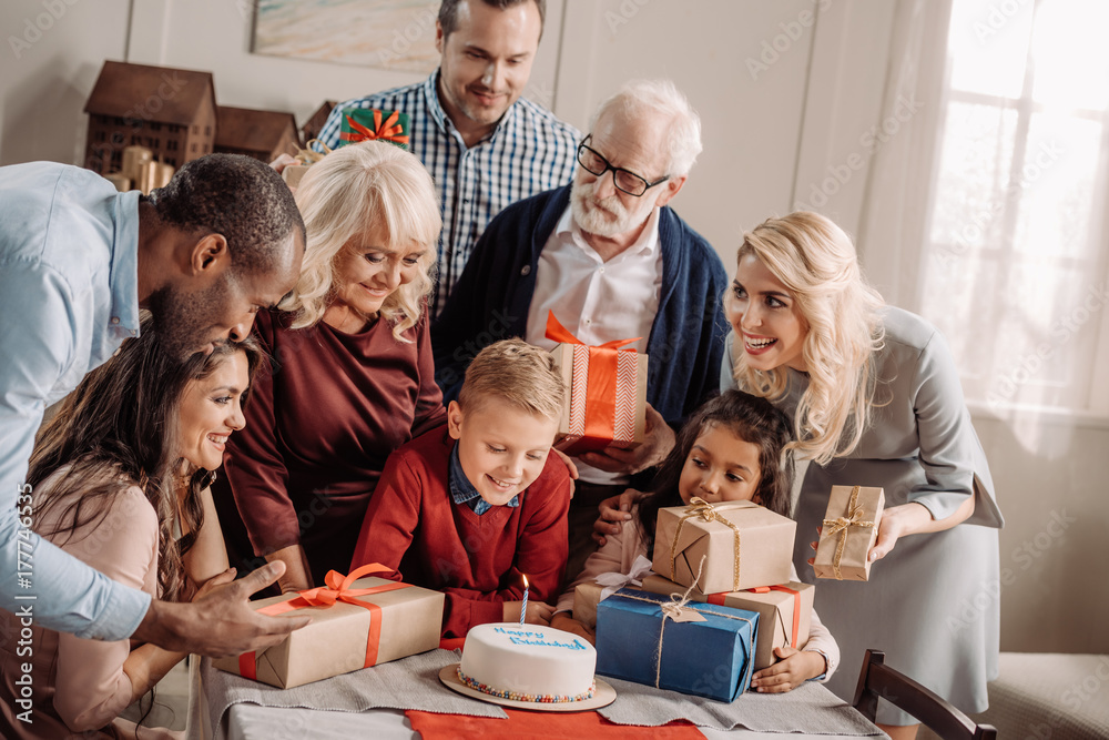 Obraz premium large family celebrating birthday