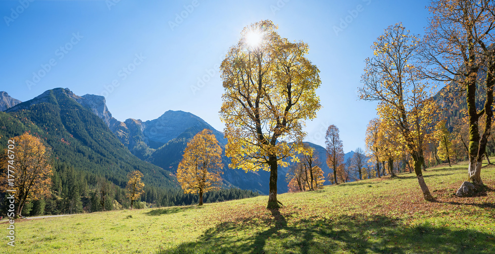 Ahornboden im Karwendel - beliebtes Ausflugsziel im Herbst Ahornboden im Karwendel - beliebtes Ausflugsziel im Herbst