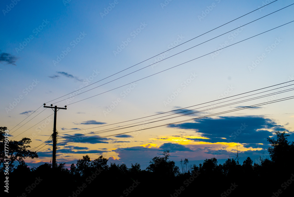 electronic pole on sky background.