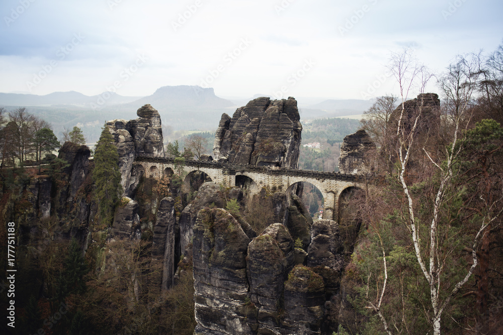 Basteibrücke im Elbsandsteingebirge der sächsischen Schweiz