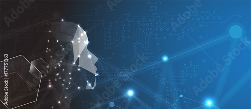 Artificial intelligence. Technology web background. Virtual concept