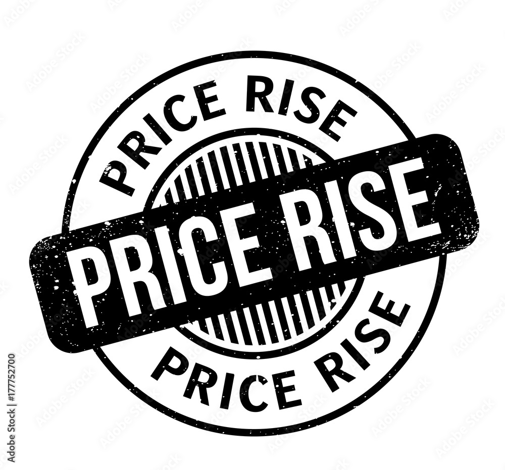 Price Rise rubber stamp. Grunge design with dust scratches. Effects can be easily removed for a clean, crisp look. Color is easily changed.
