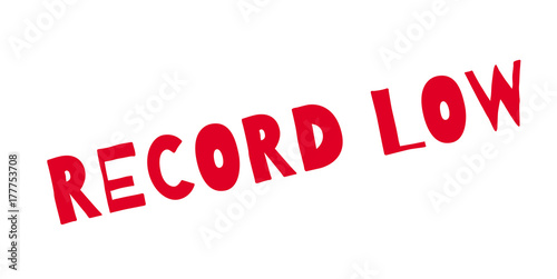 Record Low rubber stamp. Grunge design with dust scratches. Effects can be easily removed for a clean, crisp look. Color is easily changed.