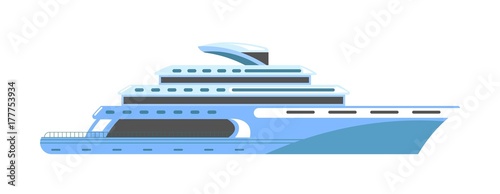 Yacht or ship cruise liner or speedboat vector flat isolated icon