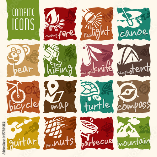 Camping icon set