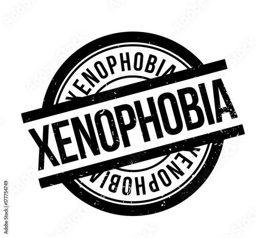 Xenophobia rubber stamp. Grunge design with dust scratches. Effects can be easily removed for a clean, crisp look. Color is easily changed.
