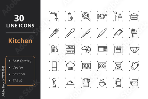 30 Kitchen Line Icons