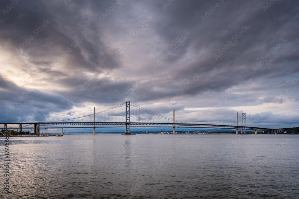 Forth Road Bridge and Queensferry Crossing / Queensferry Crossing in Scotland, built alongside the existing Forth Road Bridge across the Firth of Forth between South and North Queensferry Forth Road Bridge and Queensferry Crossing / Queensferry Crossing in Scotland, built alongside the existing Forth Road Bridge across the Firth of Forth between South and North Queensferry