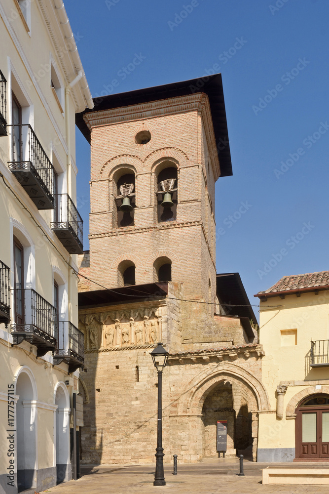 Square and Romanesque church of Santiago, Carrion de los Condes, Palencia province,Spain