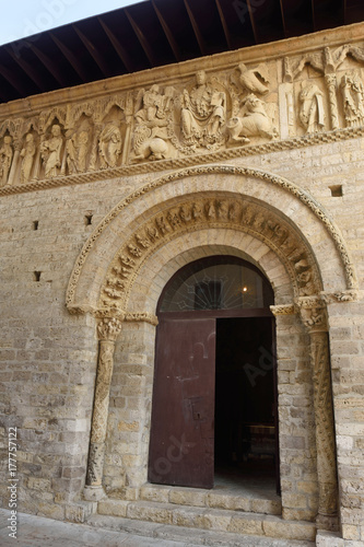 Detail of portico of Santiago church, Carrion de los Condes, Palencia province, Spain © curto