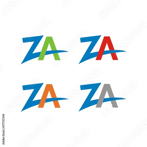 ZA logo initial letter design template vector