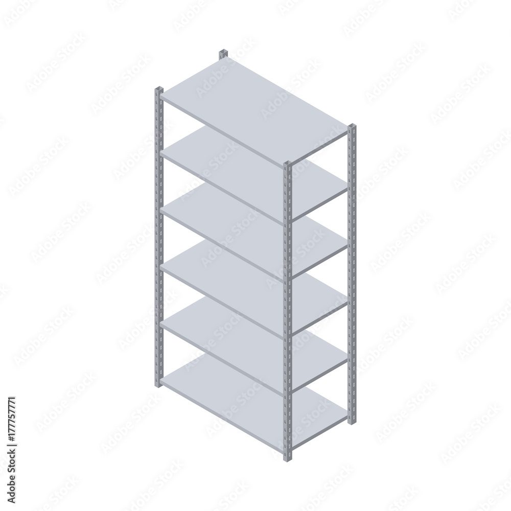 Metal shelving unit. Isolated on white background. 3d Vector illustration. Metal shelving unit. Isolated on white background. 3d Vector illustration.