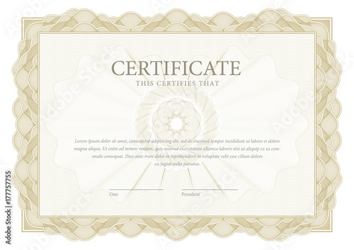Certificate. Template diploma currency border.