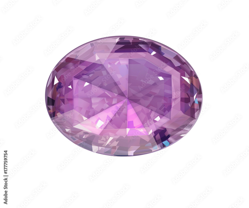 Insulated oval pink gemstone on white background. Insulated oval pink gemstone on white background.