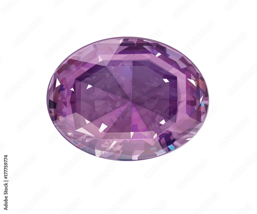 Insulated oval pink gemstone on white background. Insulated oval pink gemstone on white background.