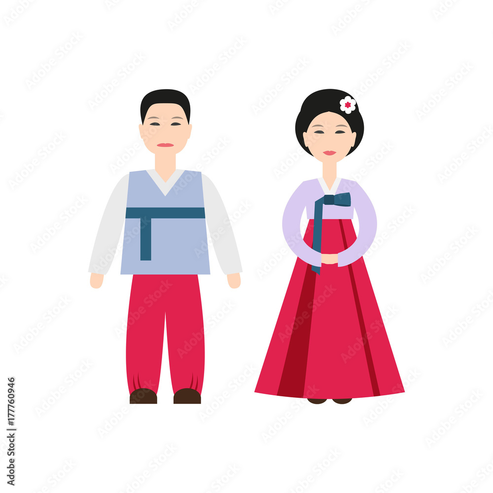 Korean National Costumes icon on the white background. Korean National Costumes icon on the white background.