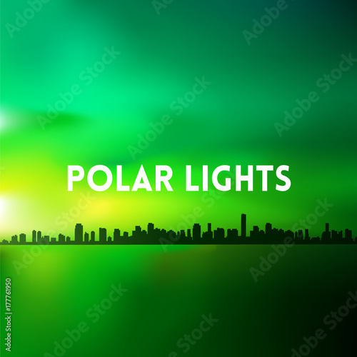square yellow green blurred background - sunset colors With quote - polar lights