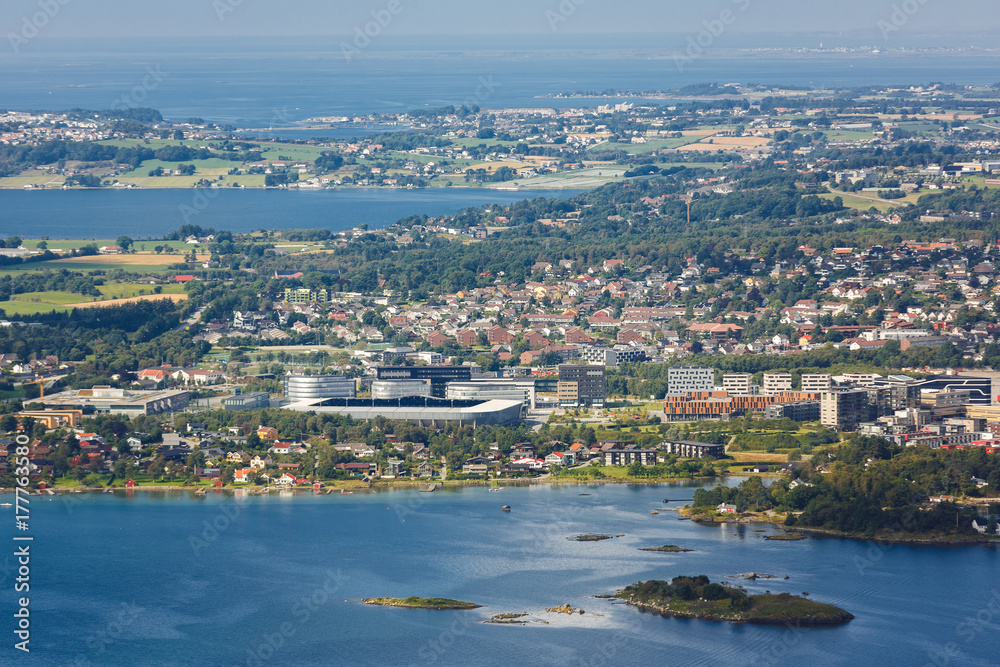 Aerial view of the outskirts of Stavanger, Norway