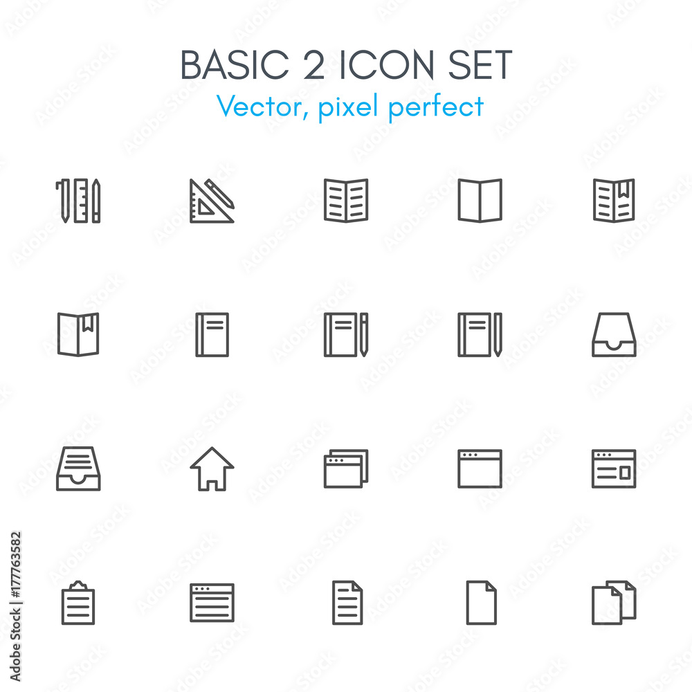 Basic 2 theme line icon set.