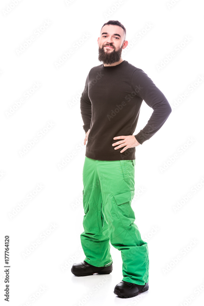 smiling man in snowboarding wear smiling man in snowboarding wear