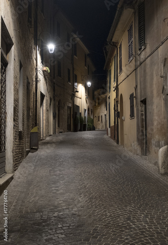 Corinaldo  Marches  Italy  at evening