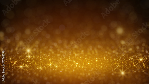 Gold glitter in light rays ...