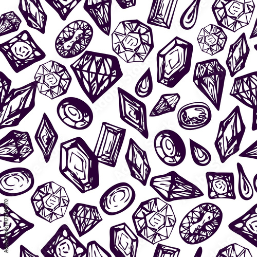Gems and crystals vintage repeatable background.