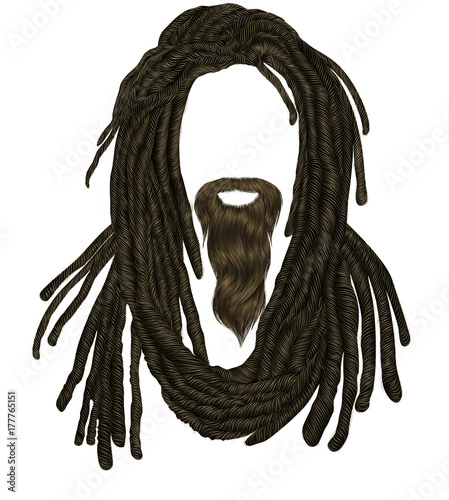 Indian sadhu hairstyle With beard.Hair dreadlocks.funny avatar. photo