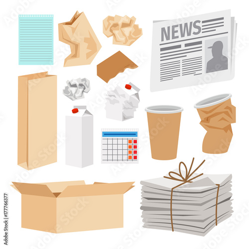 Paper trash icons collection