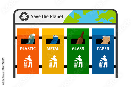 Plastic glass paper metal trash