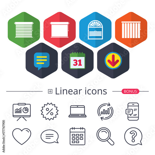 Louvers icons. Plisse, vertical and rolls.