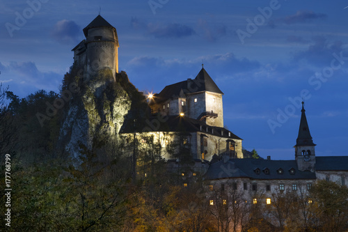 medieval castle at night, Oravsky castle, Slovakia
