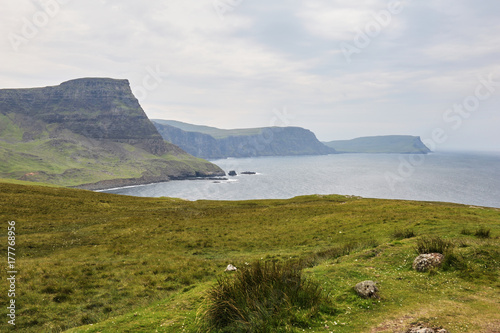 Dramatic landscape of Atlantic coast in Neist Point, Skye, Scotland