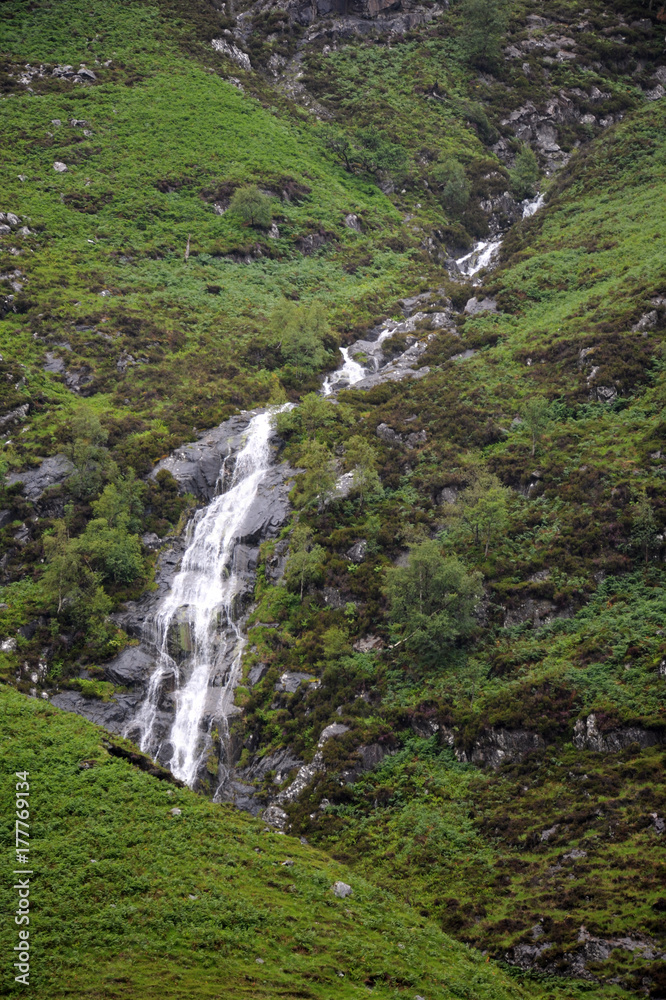 Small waterfall on a mountain in Scotland