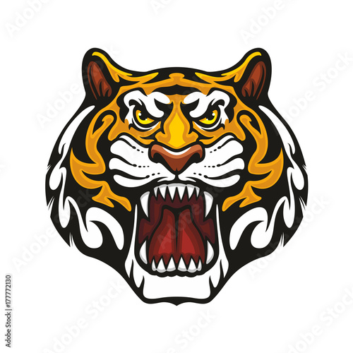 Fototapeta Naklejka Na Ścianę i Meble -  Tiger animal muzzle vector sport team mascot icon
