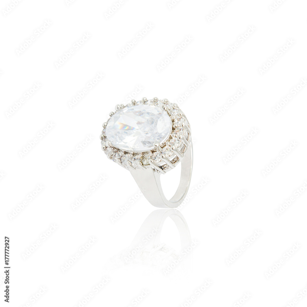 Silver diamond ring isolated on white Silver diamond ring isolated on white