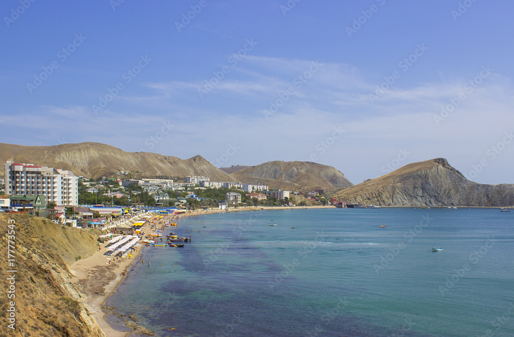 06/20/2012 Russia, the Crimea. beach, sea and vacationing tourists. editorial use only