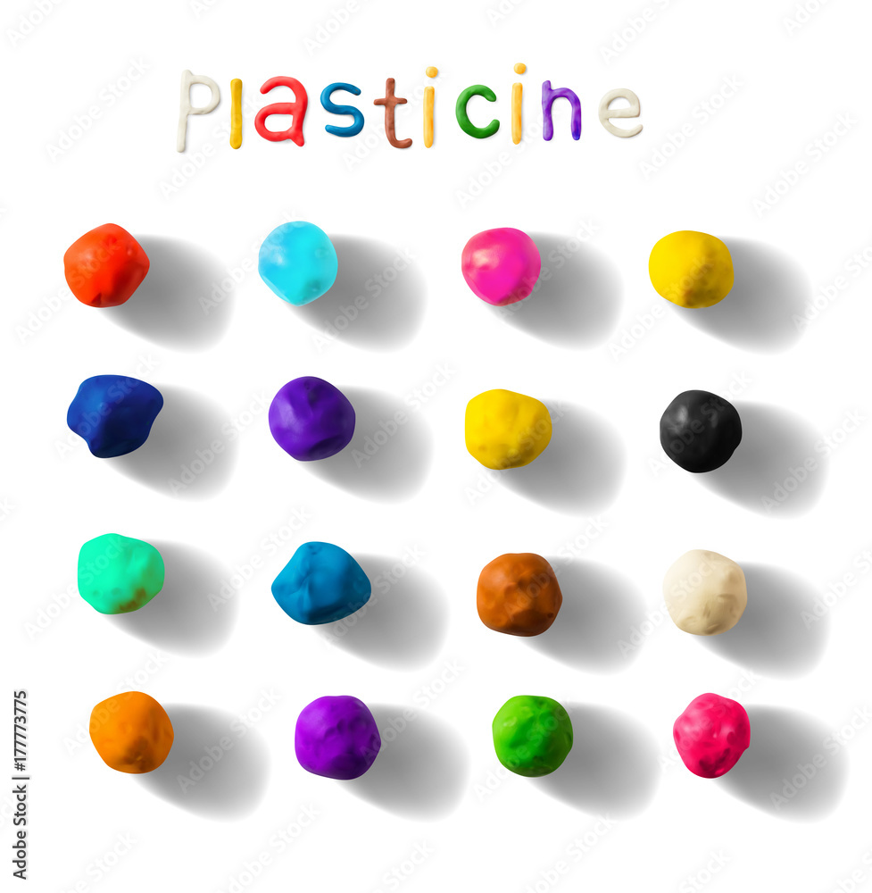Fotografie Color plasticine set isolated on a white background