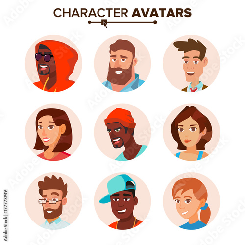 People Characters Avatars Set Vector. Cartoon Flat Isolated Illustration © PikePicture