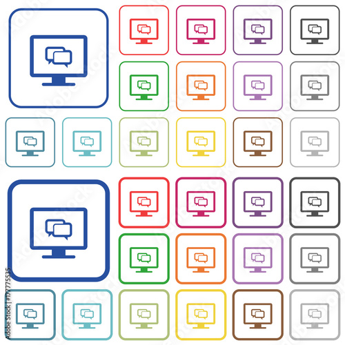 Chat application outlined flat color icons