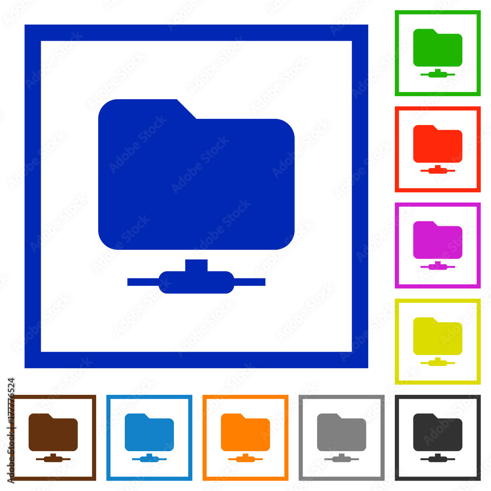 Network folder flat framed icons Network folder flat framed icons