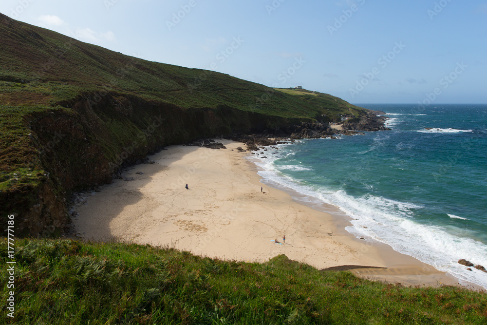 Portheras Cornwall path to secluded beach and cove on the Cornish coast South West of St Ives between Pendeen and Morvah Portheras Cornwall path to secluded beach and cove on the Cornish coast South West of St Ives between Pendeen and Morvah