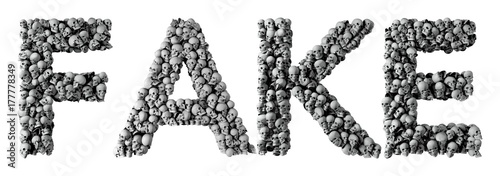 Fake word made from a skull font. 3D Rendering